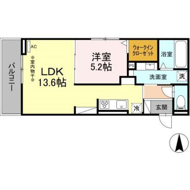 D-ROOM茜部中島 A棟(1LDK/3階)の間取り写真