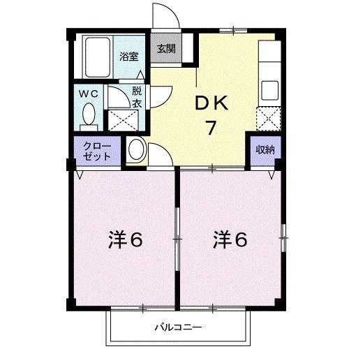 エスポワールドミール(2DK/1階)の間取り写真