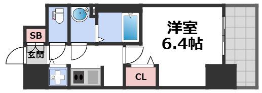 S-RESIDENCE堺湊駅前AZURE(1K/5階)の間取り写真
