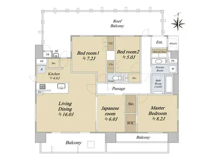 バンベール瑞穂洲山町(4LDK/9階)の間取り写真