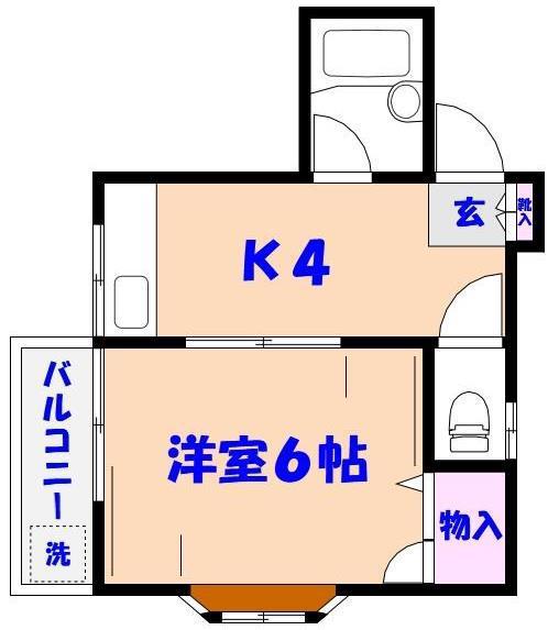 メゾン・ド・チカ(1K/2階)の間取り写真