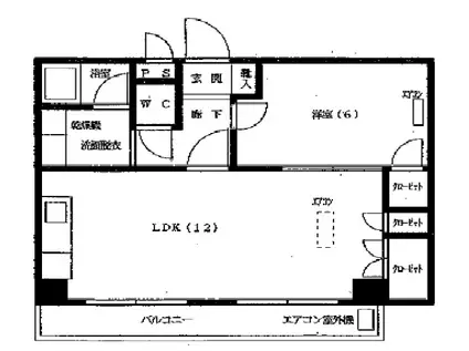 ソミュール鉢山(1LDK/2階)の間取り写真