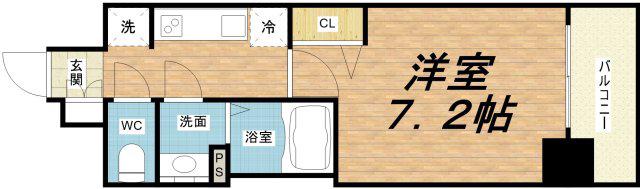 プレサンス大国町ラヴェニール(1K/3階)の間取り写真