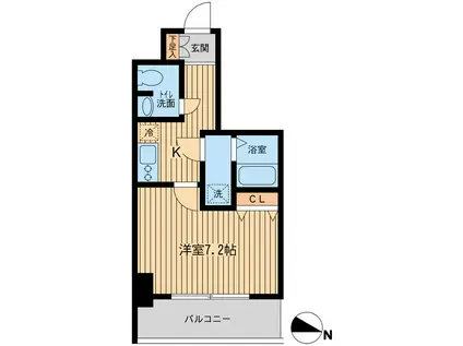 ケーディーエックスレジデンス立川(1K/13階)の間取り写真