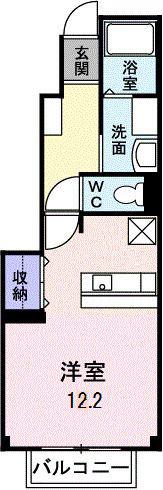 エアリーヴィラ壱番館(ワンルーム/1階)の間取り写真