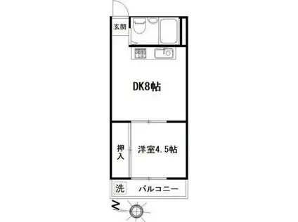 田園ハイツ藤が丘(ワンルーム/2階)の間取り写真