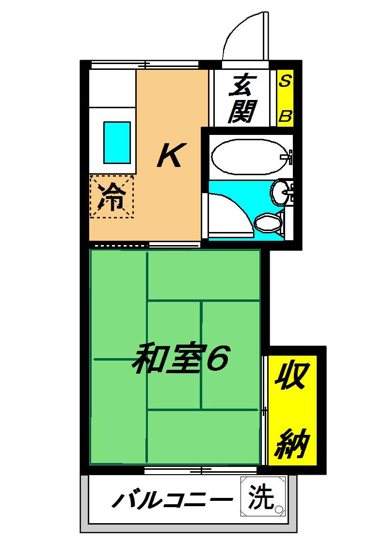 フジハイツ(1K/2階)の間取り写真