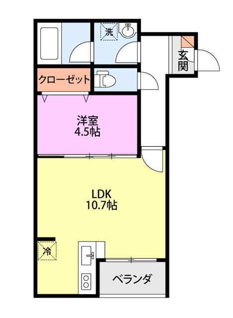 COMMON北葉町(1LDK/3階)の間取り写真