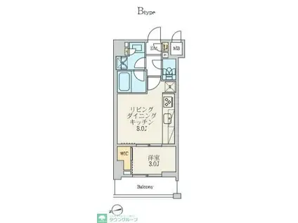 クレストコート北千住レジデンス(1LDK/6階)の間取り写真