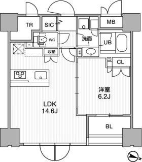 東神田テラスレジデンス(1LDK/10階)の間取り写真