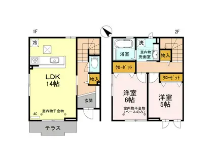 合歓 A(2LDK/1階)の間取り写真