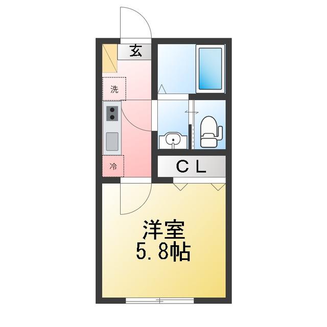 富岡西4丁目アパート(1K/1階)の間取り写真