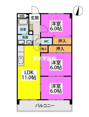 センチュリー中央(3LDK/1階)の間取り写真