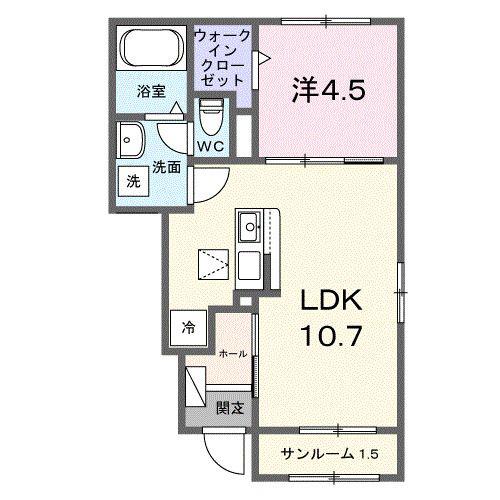 ビオラ徳山(1LDK/1階)の間取り写真