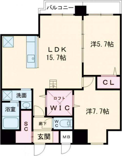 RISO CORE(2LDK/4階)の間取り写真