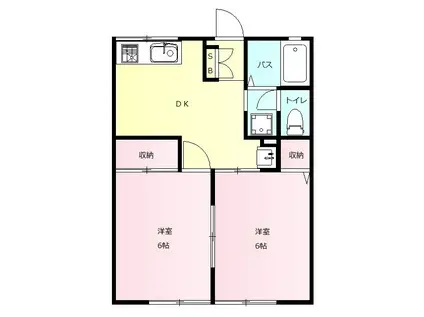 ミツモリハイツ B(2DK/2階)の間取り写真