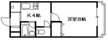 コーポアザミ(1K/2階)の間取り写真