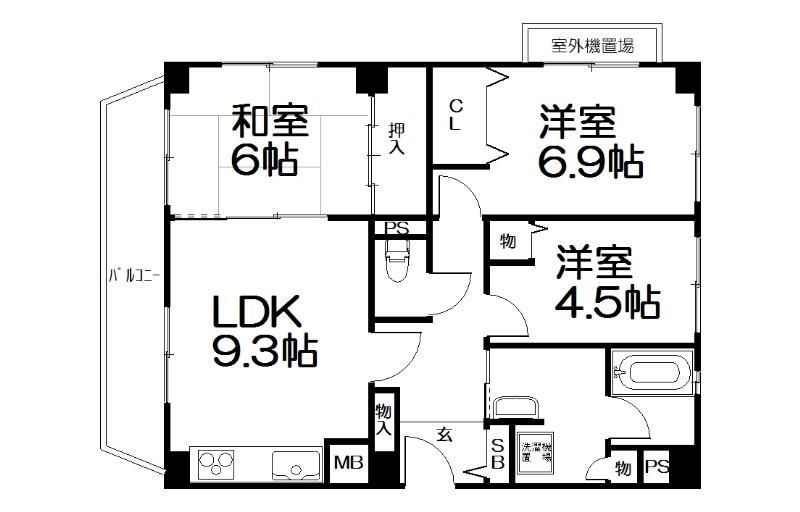 メゾン洛北(3LDK/5階)の間取り写真