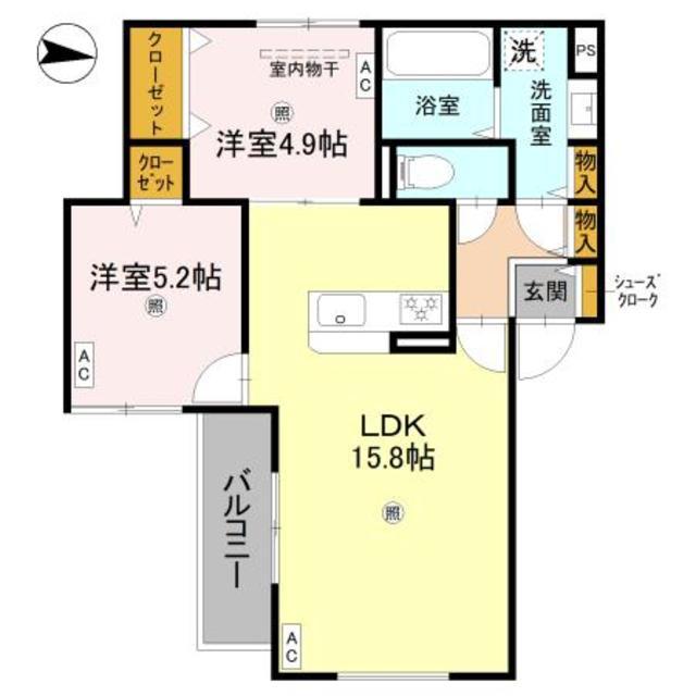 D-ROOM住吉区墨江4丁目PJ(2LDK/2階)の間取り写真