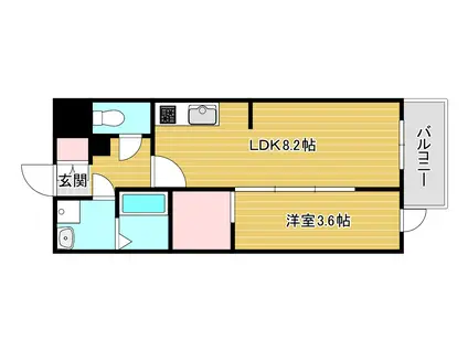 AFFLUENCE難波イースト(1LDK/13階)の間取り写真