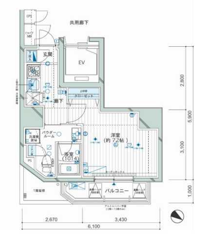 メインステージ西新宿II(1K/4階)の間取り写真