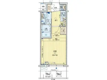 エグゼ弁天町(1K/1階)の間取り写真