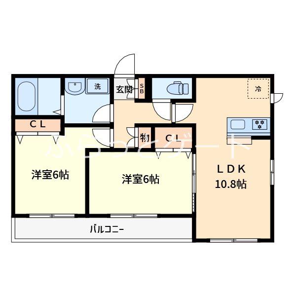 TIANA(2LDK/2階)の間取り写真