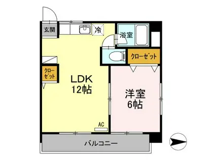 メゾン山越(1LDK/2階)の間取り写真