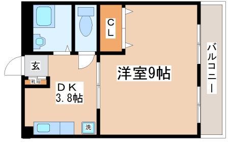 平成マンション(1DK/3階)の間取り写真