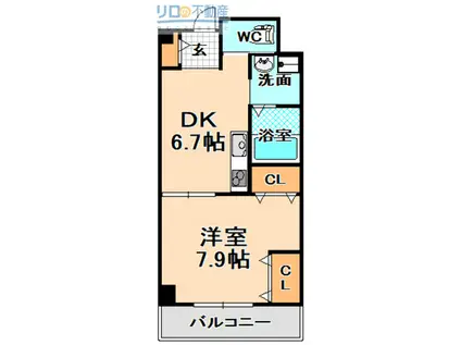ルゼフィールII(1DK/2階)の間取り写真