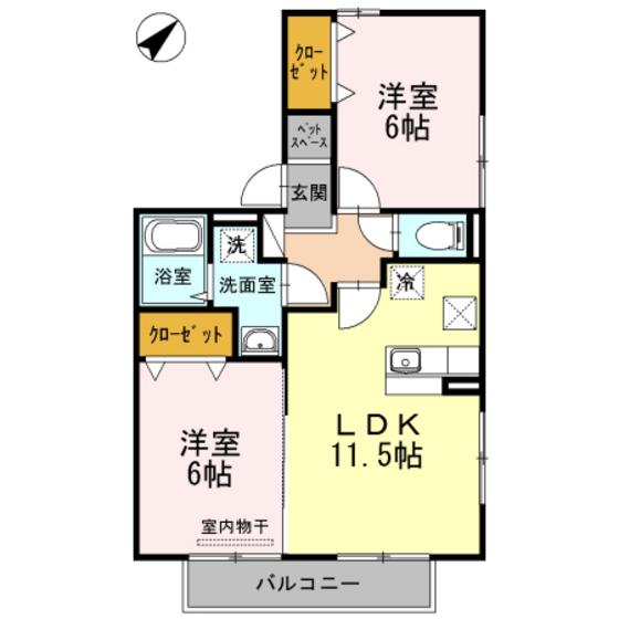 D-ROOM ISHII(2LDK/1階)の間取り写真