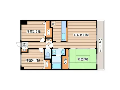 第5小島ビル(3LDK/7階)の間取り写真