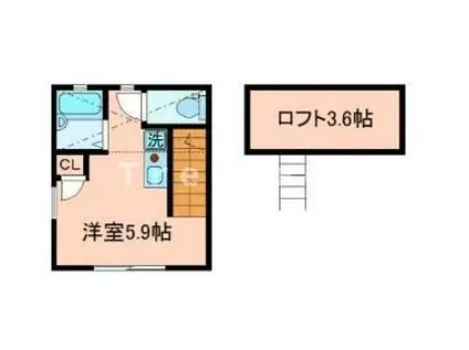 バーミープレイス王子II(ワンルーム/2階)の間取り写真