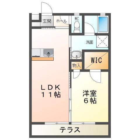 フロンティア A(1LDK/1階)の間取り写真