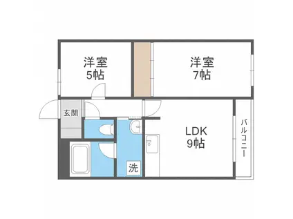 ハウスベルグ(2LDK/3階)の間取り写真