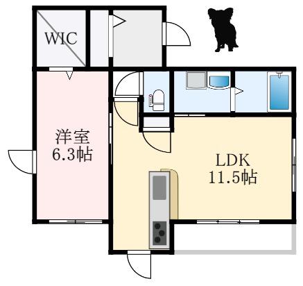 シャーメゾン楓(1LDK/2階)の間取り写真