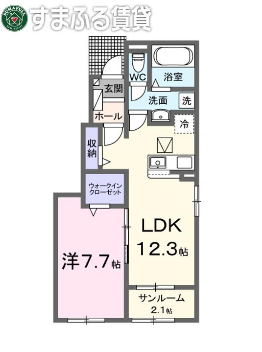 マイ イーリス(1LDK/1階)の間取り写真