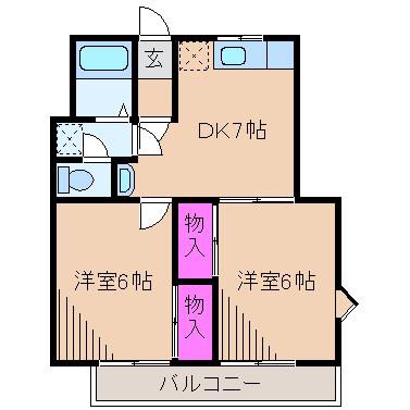 ラモーレ山田(2DK/3階)の間取り写真