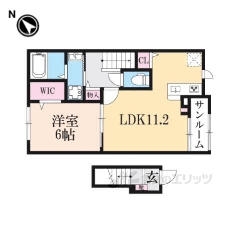 セレスティアⅠ(1LDK/2階)の間取り写真