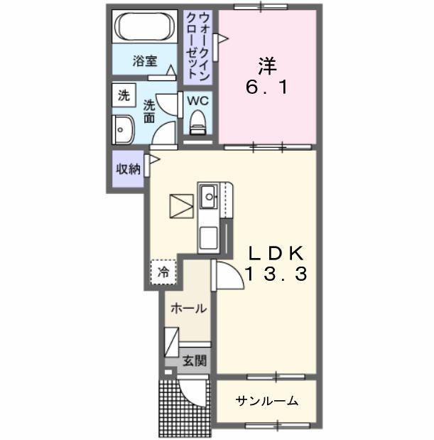 フォーエヴァーヒルズ(1LDK/1階)の間取り写真