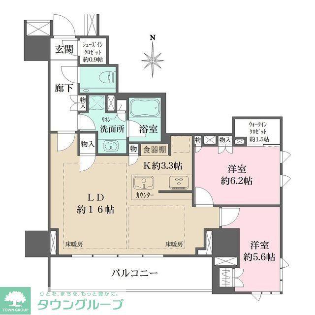 ザ・パークハウス三田タワー(2LDK/6階)の間取り写真