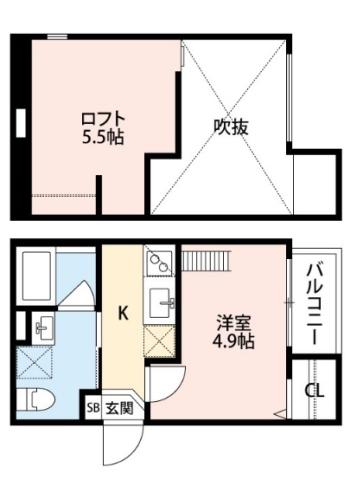 サンテラス住之江公園(1K/2階)の間取り写真