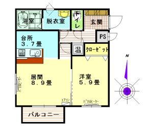 アビタ帯広110(1LDK/3階)の間取り写真