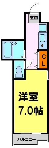 ディアコート川西弐番館(1K/2階)の間取り写真