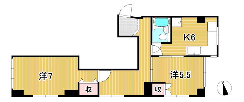八千代ビル(2K/3階)の間取り写真