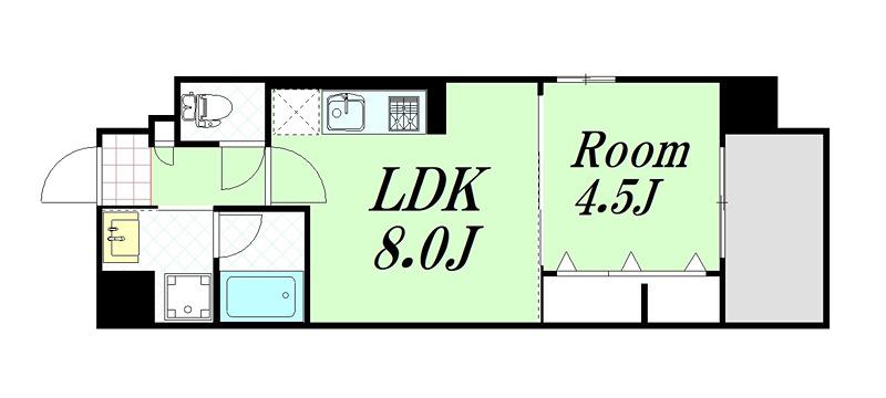 レクエルド 塚本(1LDK/2階)の間取り写真