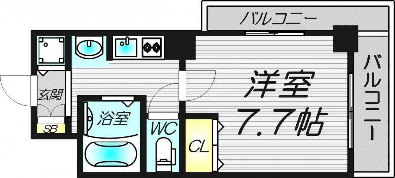 アーバンフラッツ難波東(1K/3階)の間取り写真