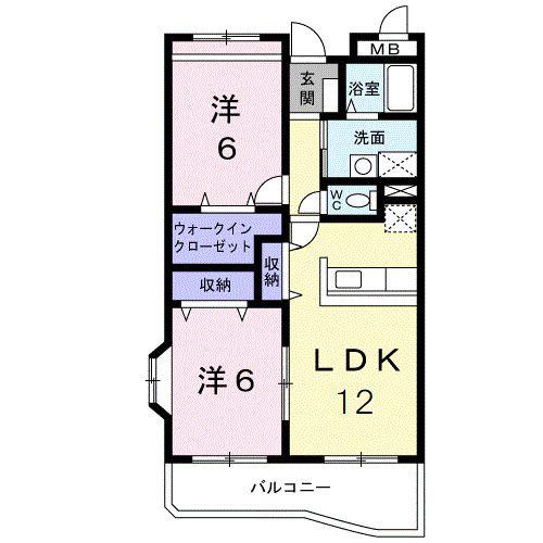 シャルマンコート広沢A(2LDK/2階)の間取り写真