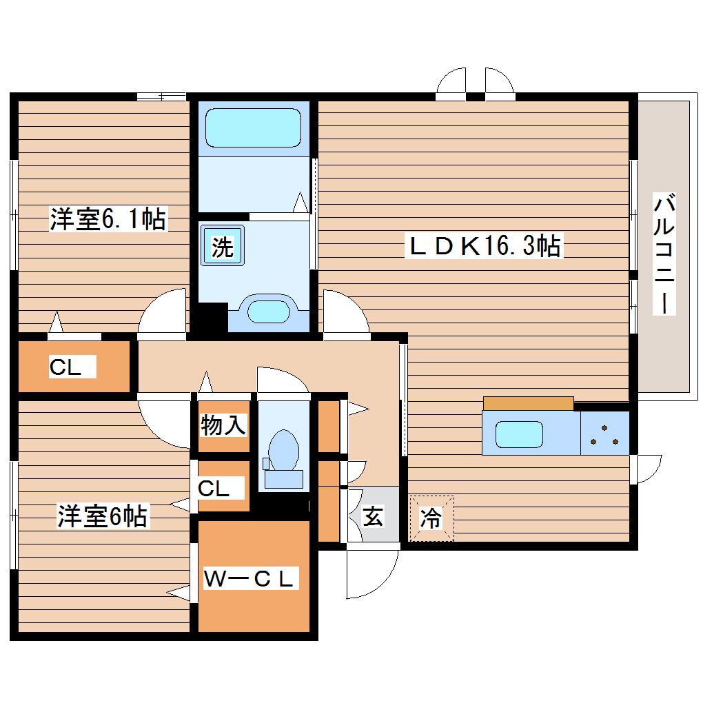 レジーナ(2LDK/1階)の間取り写真