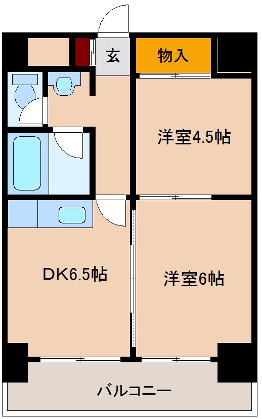 ミフネセントラルベア東三国(2DK/7階)の間取り写真